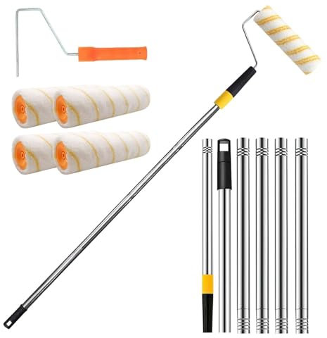 Xujuika Painters Pole Adaptor | Telescopic Long Reach Extendable Paint Roller | Paint Roller Extension Pole for Ceilings | Wall Painting Extender for Ceiling Kitchen Cabinets Small Area