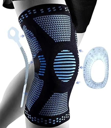 XIKAYA Rodilleras menisco y ligamento, Rodillera médicas para correr, Con almohadilla de gel para la rótula y estabilizador lateral, Adecuada para rotura de menisco, artritis, LCA (Azul, X-Large)
