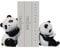 KIUGOP 2 Stück Panda-Ornament-Buchstützen, Niedliche Katzen Dekorative Buchstützen, Niedliche Panda Buchstützen für Regale, Niedliche Buchstützen Aus schwarz Weißem Harz,Schwarz
