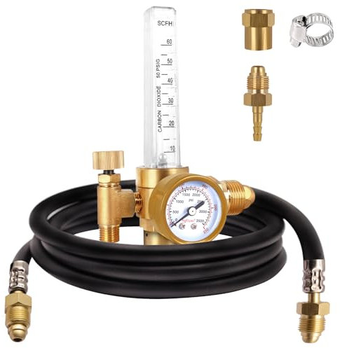 BO WELD Argon CO2 Regulator Flow Meter Gas Regulator with 6.8ft Gas Hose for TIG MIG Welder