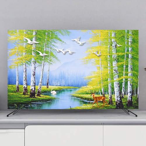 Hixingo Cubierta Antipolvo para TV Universal Funda para Televisor Elástico Protector para Smart TV Cubierta de Televisión Pantalla de Funda para 32 a 80 Pulgadas (58-60,Paisaje 7)