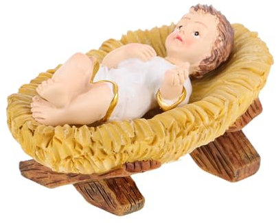 AKOOSY Jesus Statue Aus Resin Mit Krippe Dekorative Religiöse Figur Für Weihnachten Und Alltag Feine Tischdekoration Für Zuhause Und Büro
