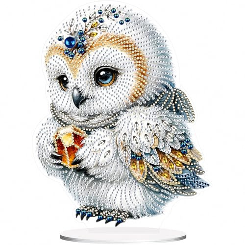 XVZZGNTH Diamond Painting Eule zum Aufstellen, 5D Diamantmalerei Deko Set | Glitzernde DIY Diamantmalerei mit Standfuß, kreative Dekoration für Zuhause, Büro und Hobbybereiche