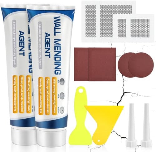 Flintronic Stucco per Muro, 200g Stucco Riempitivo per Muro, con Spatola, Carta Abrasiva e Patch, Crema Riparatrice Muri, Riparare Graffi da Parete, Crepe, Fori per Unghie, Graffiti