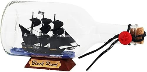 Segelboot In Einer Flasche, Black Pearl Schiff Modell, Drifting Bottle Modell Craft Boot, Schiff Und Boot Kit Schiff Set Geschenke (22 * 9,2 * 11 cm)