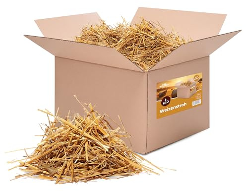 Bolson frisches Weizenstroh (9 kg) - kurz geschnittenes Stroh aus Bayern - direkt ab Hof verpackte Strohkiste - hochwertiges Stroh zur Fütterung & Einstreu von Kaninchen, Meerschweinchen, Hamster