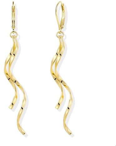 Ohrringe Hängend Damen Gold Silber 925 Lange Quasten Welle Boho Kette | ALEXCRAFT Ohrringe Hängen Damen Gold Silber 925 Lange Quasten Kette Welle Boho Ohrhänger Hängeohrringe Hypoallergen Hochzeit