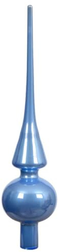 Weihnachtsbaumspitze Sky Blue glänzend Ø 6 cm 26 cm hoch - Glas