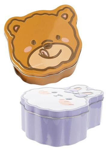 GLSTOY 2 Stück Bonbondosen aus Weißblech mit Cartoon Motiv Leere Keksdosen mit Deckel für Festliche Geschenkverpackung Mehrzweck Aufbewahrungsbox für Süßigkeiten und Snacks