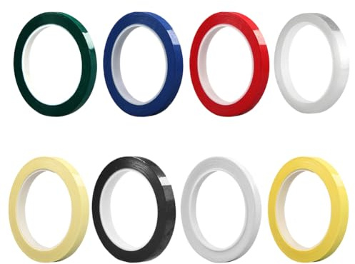 YNNHUDEEP 8 Rollen Whiteboard Klebeband,Isolierband Farbig Set Markierungsband,Whiteboard Zubehör Dekoration Abklebeband,Buntes Klebeband für Markieren DIY-Basteln,Schule,Büro 5 mm x 66 m