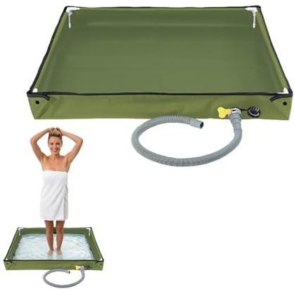 Doccia da campeggio - Vasca da doccia 80x80 pieghevole con tubo di scarico Antiscivolo Impermeabile - Base doccia portatile per tenda da campeggio Lavabo per camper Giardino Viaggio - Stabile Leggero