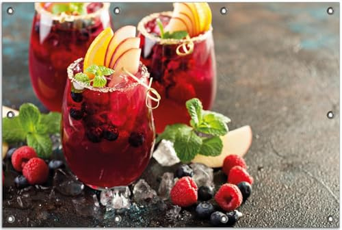 Wallario Outdoor-Poster für Garten oder Balkon Sommerlicher Wildbeerencocktail, Motivbanner Größe: ca. 80 x 120 cm, Outdoor-Bild