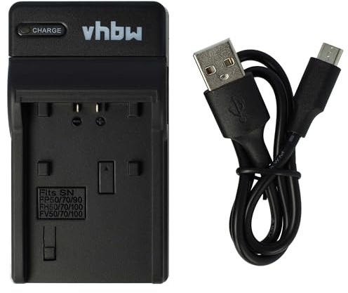 vhbw USB-C Ladegerät kompatibel mit Sony DCR-SR36 | DCR-SR36E, DCR-SR37(E), DCR-SR38(E), DCR-SR40, DCR-SR40E, DCR-SR50 Kamera - Ladeschale + USB-C Kabel Ladeanzeige