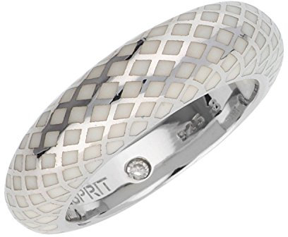 Esprit Damen Fingerring 925 Silber Silber/Weiss Lattice ESRG91919C, Ringgröße:56 (17.8)