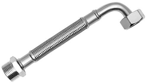 SFX® Panzerschlauch 3m Flexschlauch 3/4 Zoll AG x 3/4 Zoll ÜM - 90°Bogen DN8 Waschmaschinenschlauch Geschirrspüler Spülmaschinen Schlauch Verlängerung Zulauf