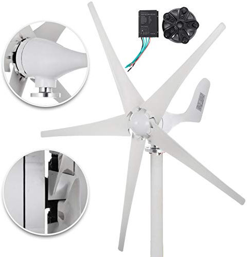 Happybuy Wind Turbine Generator 500W DC 12V Wind Turbine 5 Blade Low Wind Speed Starting NSK Bearings Garden Street Lights Wind Turbines with Charge Controller Garden (500W 12V)