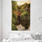 ABAKUHAUS japanisch Wandteppich und Tagesdecke, Garten Asien Frieden aus Weiches Mikrofaser Stoff Waschbar ohne Verblassen Digitaldruck, 140 x 230 cm, Grün Gelb