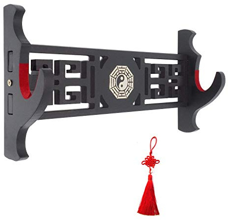 SOFIALXC Schwert Wandhalterung Katana Ständer Samurai Schwerthalter Display Rack Chinese Tai Chi Bagua Style,Black,1Tier
