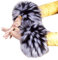 MoreChioce Pelzmanschetten,Kunstfell Armstulpen Damen Pulswärmer Flauschig Fellstulpen Herbst Winter Manschetten Handschuhe für Herbst Wintermantel Kapuze,Schwarz Weiß