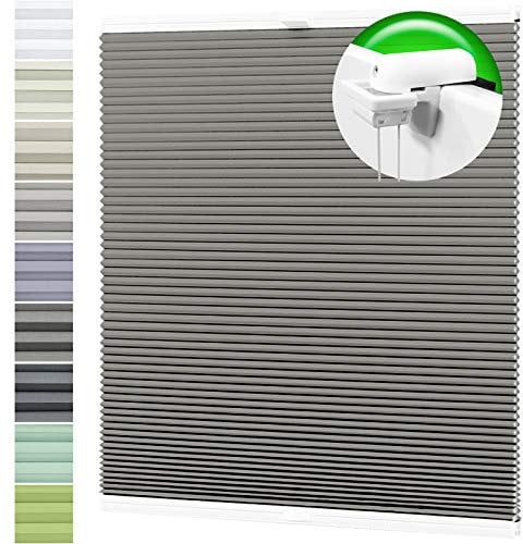 Horivert Wabenplissee Verdunklung Thermo Plissee Klemmfix Ohne Bohren Dunkelgrau Rückseite Weiß 95x230 cm