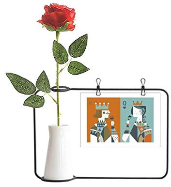 Beauty Gift Cartes à jouer avec illustration K Q - Fleurs artificielles à suspendre - Vases de décoration - Bouteille