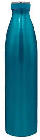 Steuber Edelstahl Thermo Trinkflasche 1000 ml doppelwandige Isolierflasche mit auslaufsicherem Deckel, Petrol