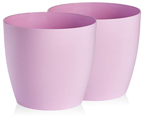 Tymar Blumentopf, 2er-Pack, Pflanzentopf aus Kunststoff, Moderne, matt, Runde Form (Puderrosa, ø 16 cm)