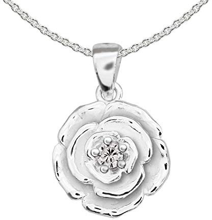 CLEVER SCHMUCK Halskette Rose Anhänger 14mm mit 1 Zirkonia & Kette Erbs 45 Sterling Silber 925 Geschenk Damen Mutter im Ich liebe Dich Etui