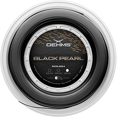 OEHMS Black Pearl Rough | Gerillte Co-Polyester-Tennissaite | Spin & Power | Ø 1,25 mm (16 Lg) | 200 m Rolle (201,2 m)