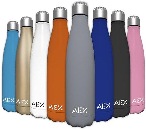 AEX Stainless Steel Double Walled Vacuum Flask Water Bottle | Hot Office & Cold Sports Drink | Reusable | 1000ml Grey Matt