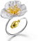 Springlight S925 Sterling Silber Ring Blühende Mohnblume Ringe Natürlicher Handgemachter Einzigartiger Schmuck für Frauen und Mädchen