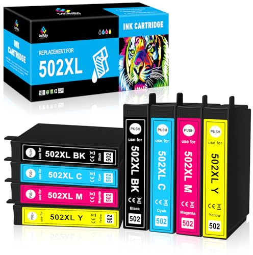 LeciRoba 502XL für epson druckerpatronen 502 502XL Multipack für Epson XP-5100 XP-5105 XP-5150 XP-5155 Epson WF-2860 WF-2865 WF-2880 WF-2885 (8PACK,2-Schwarz 2-Cyan 2-Magenta 2-Gelb)