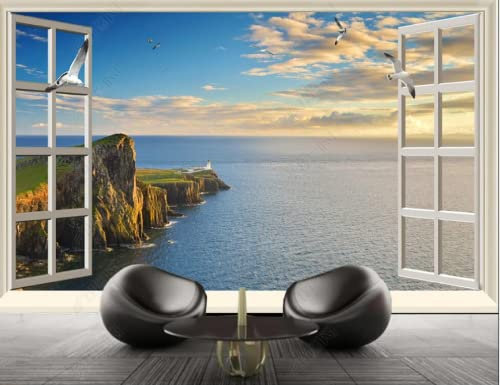 Wandbild 3D Fototapete Warm außerhalb des Fensters Wohnkultur Wohnzimmer Tapete für Wände 3 D-300 * 210Cm