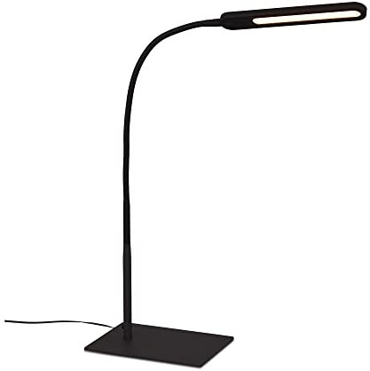 BRILONER Leuchten - LED Tischleuchte, Tischlampe mit Touchfunktion, in Stufen dimmbar, Farbtemperatursteuerung, Bürolampe 8 Watt, 600 Lumen, Schwarz, 230 x 165 max. 950mm (LxBxH) 7389-015
