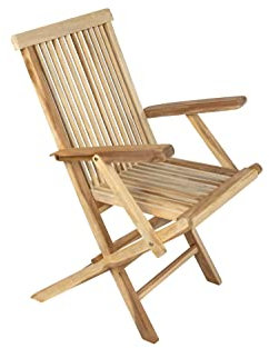 SAM Balkonstuhl Mallorca, Teakholz massiv, zusammenklappbarer Gartenstuhl mit Armlehnen, Klappstuhl für Balkon, Garten & Terrasse
