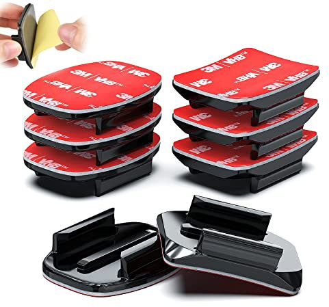 16 Levas de Montaje Adhesivas Planas + Curvas, Soporte Adhesivo Fijo Para Casco 3M, Almohadillas Para Cámaras Fijas de Ciclismo, Esquí y Surf, Compatibles con la Mayoría de Modelos Deportivos, DV