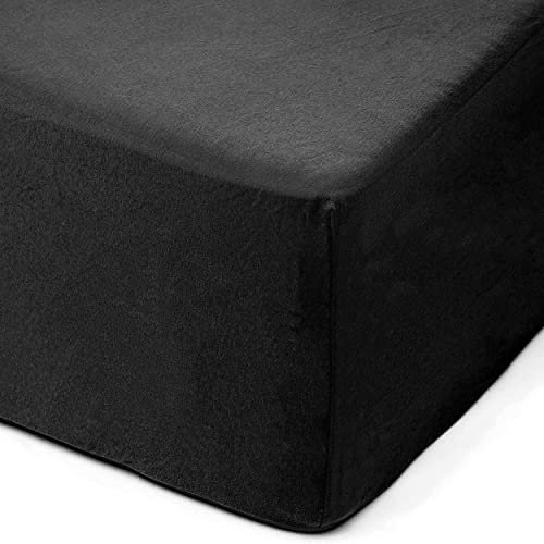 Amago - Spannbetttuch, 50 cm Steg, 100 prozent Baumwolle, 140 x 200 cm - Schwarz