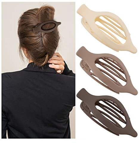 ATODEN Pinzas de pelo planas para cabello grueso, pinzas de cocodrilo, 3 pinzas para el cabello fino, pinzas de pelo con pico de pato, pinzas de pelo mate, pinzas de pelo grandes, pinzas neutras para