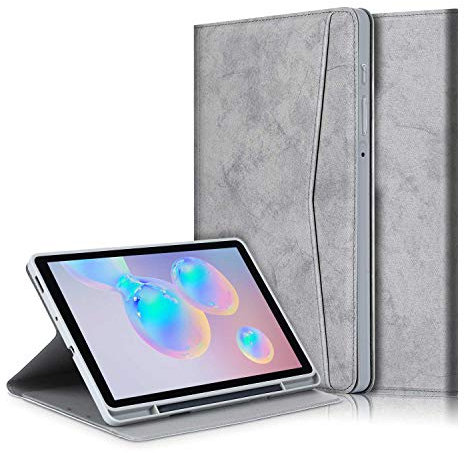 DINGGUAGUA for Samsung Galaxy Tab S6 Lite 10.4 inch Case 2022/2024, with Pencil Holder Slim Folio for Samsung Tab S6 Lite Tablet SM-P620N/ P625N/ P610N/ P613N/ P615N Cover,Gray