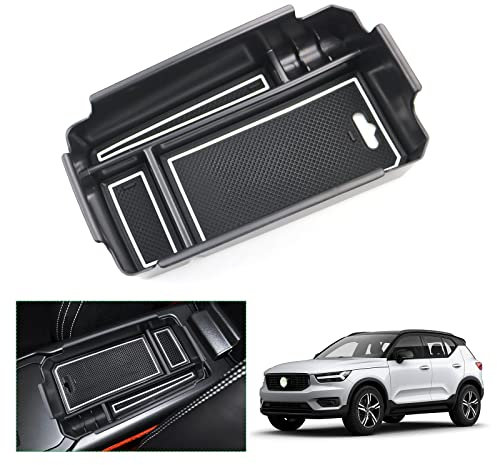 GAFAT Volvo XC40 / C40 2018-2024 2025 Mittelkonsole Aufbewahrungsbox, Volvo XC40 2023 Armlehne Volvo XC40 Recharge Organizer Tray Handschuhfach, Volvo XC40 Zubehör (Weiß)