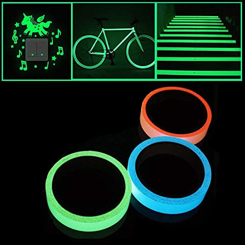 Wasserdicht Luminous Tape,3 Rolls Fluoreszierendes Klebeband,Leuchtendes Klebeband Glow in The Dark Klebeband Hochwertige Phosphor Klebeband,Abnehmbare wasserdichte Sicherheit Fluorescent Emergency