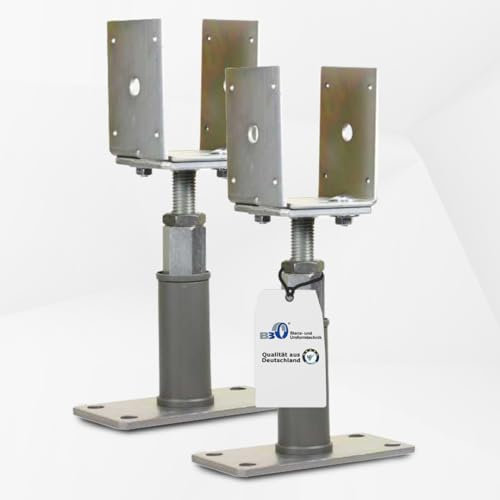 BB STANZ Pfostenträger Bodenplatte 160 x 80 x 6 mm (2 Stück) Stützfuß Bodenfuß Betonfuß höhenverstellbar verstellbar mit Lasche Trägerplatte 80 x 80 x 6 mm