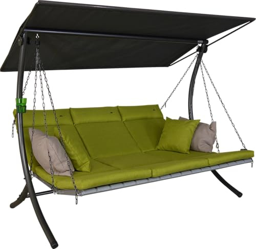 ANGERER Hollywoodschaukel Luxus Smart hellgrün | Gartenschaukel Made in Germany, Schaukel zum Sitzen, Liegen und Entspannen, inklusive Bett-Funktion, einfache Montage