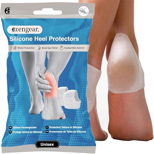 aZengear Protège-talons en silicone (lot de 4) pour chaussures | Prévient ampoules et talons fendillés | Coussinets, manchons et protecteurs en silicone pour pieds sensibles - Pour hommes et femmes