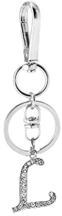 Rohans Porte-clés de voiture en alliage plaqué argent avec lettre initiale de l'alphabet en cristal et strass, l, taille unique
