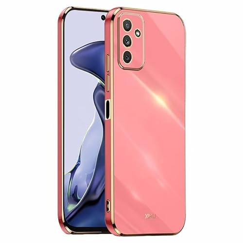 EASSGU Galvanisierter Rahmen Handyhülle für Samsung Galaxy M13 (4G) (6.6 Inches), Weiche TPU Silikon Schutzhülle - Rot