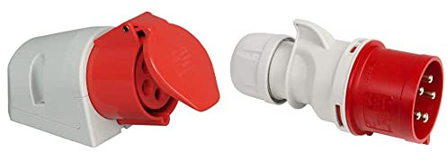 Kopp Prise IP44 Rouge - 5 Broches - 32A (Import Allemagne) + Kopp 102000005 CEE Prise Murale 5 Broches 32 A 400 V Rouge