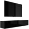 3E 3xE living.com Meuble TV Suspendu, D : L : 170 cm, H : 34 cm, P : 32 cm, Noir Mat/Noir Brillant