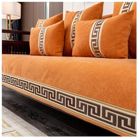 YYDSWTW Sofa überzug Sofa-Schonbezüge für 3-Sitzer superweich stilvoll rutschfest Möbelschutz wasserabweisend Wohnzimmerbezug waschbar 90 * 210cm orange