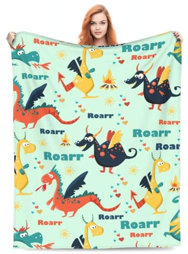 Niedliche Drachen-Decke für Kinder, Dinosaurier-Decken für Kleinkinder, Monster-Dino-Geschenke für Jungen/Mädchen, weiche Fleecedecke, Geburtstagsgeschenke, 203,2 x 152,4 cm, Geburtstagsdekoration,
